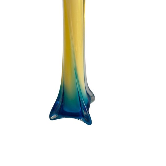 Lily Jack In The Pulpit Art Glass Vase Gradient Yellow & Blue 13" Tall Modern Ho - Picture 5 of 9